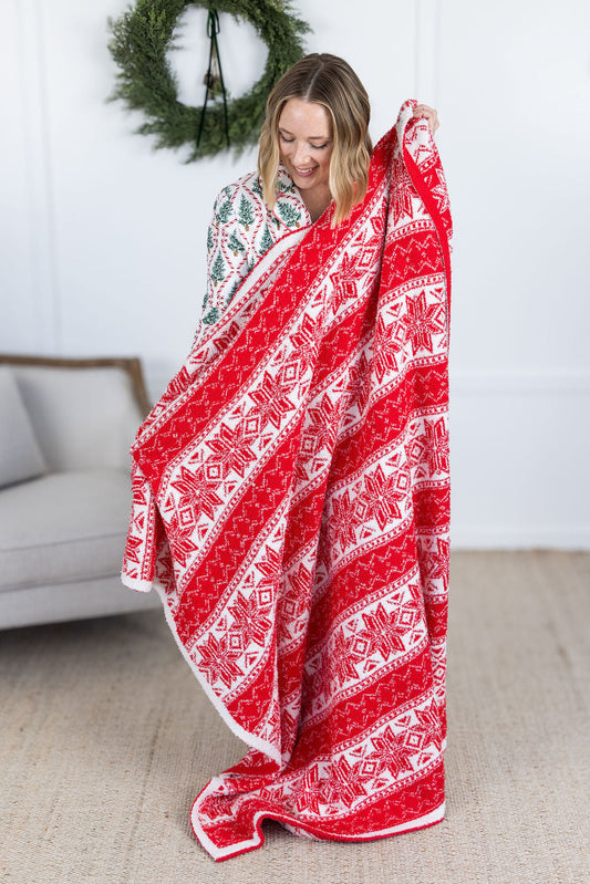 Plush and Fuzzy Blanket - Red Holiday