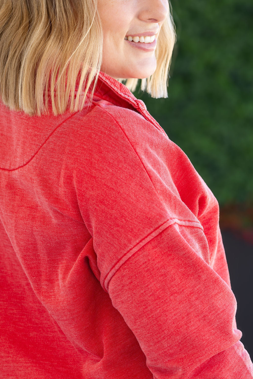 Vintage Wash Snap Pullover - Red