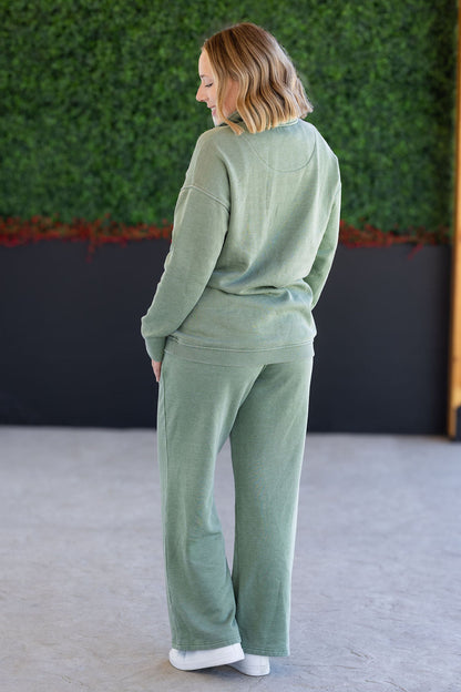 Vintage Wash Snap Pullover - Olive