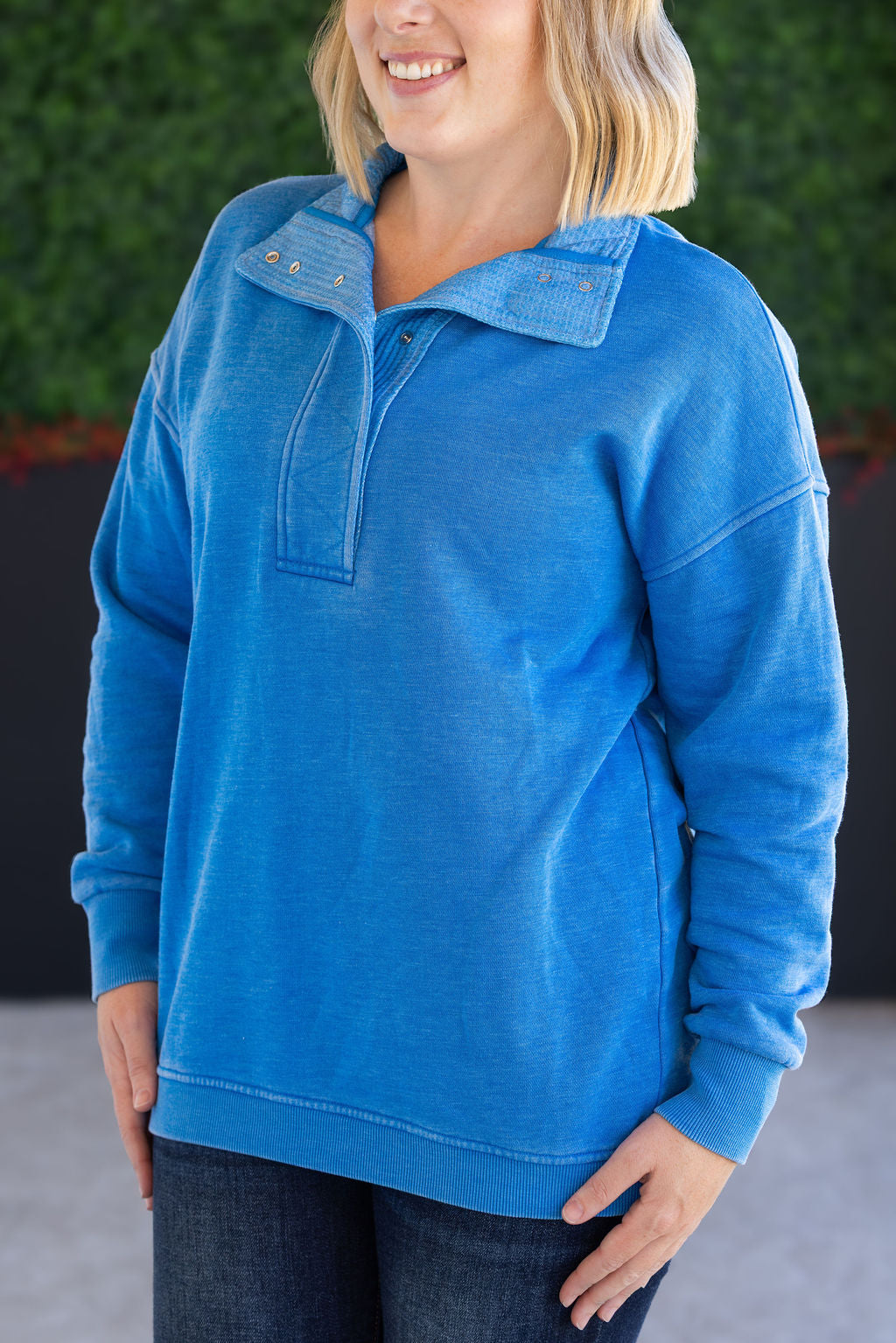 Vintage Wash Snap Pullover - Winter Blue