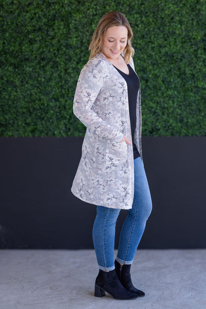 Classic Cardigan - Vintage Grey Floral