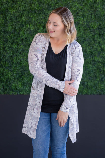 Classic Cardigan - Vintage Grey Floral