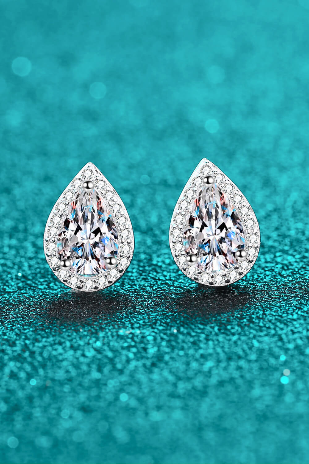 2 Carat Total Moissanite Teardrop Stud Earrings Preorder