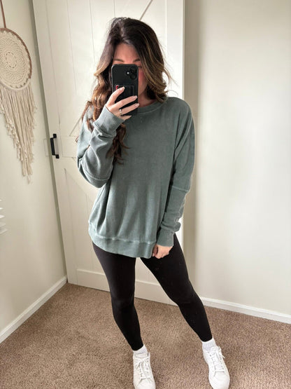 PREORDER: Drop Shoulder Worn Waffle Top