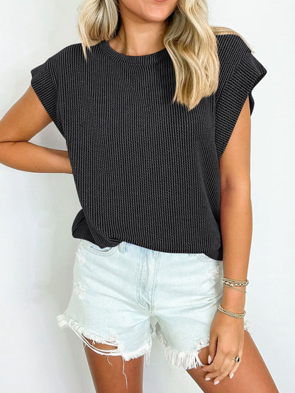 PREORDER: Textured Cap Sleeve Top