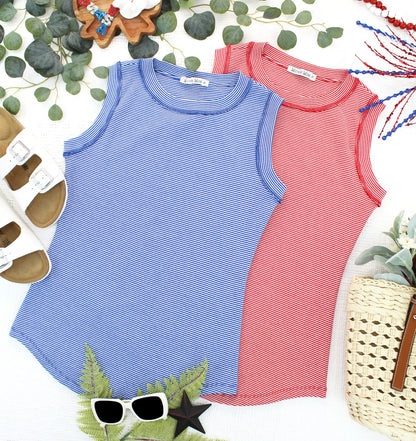 Morgan Micro Striped Tank - Red