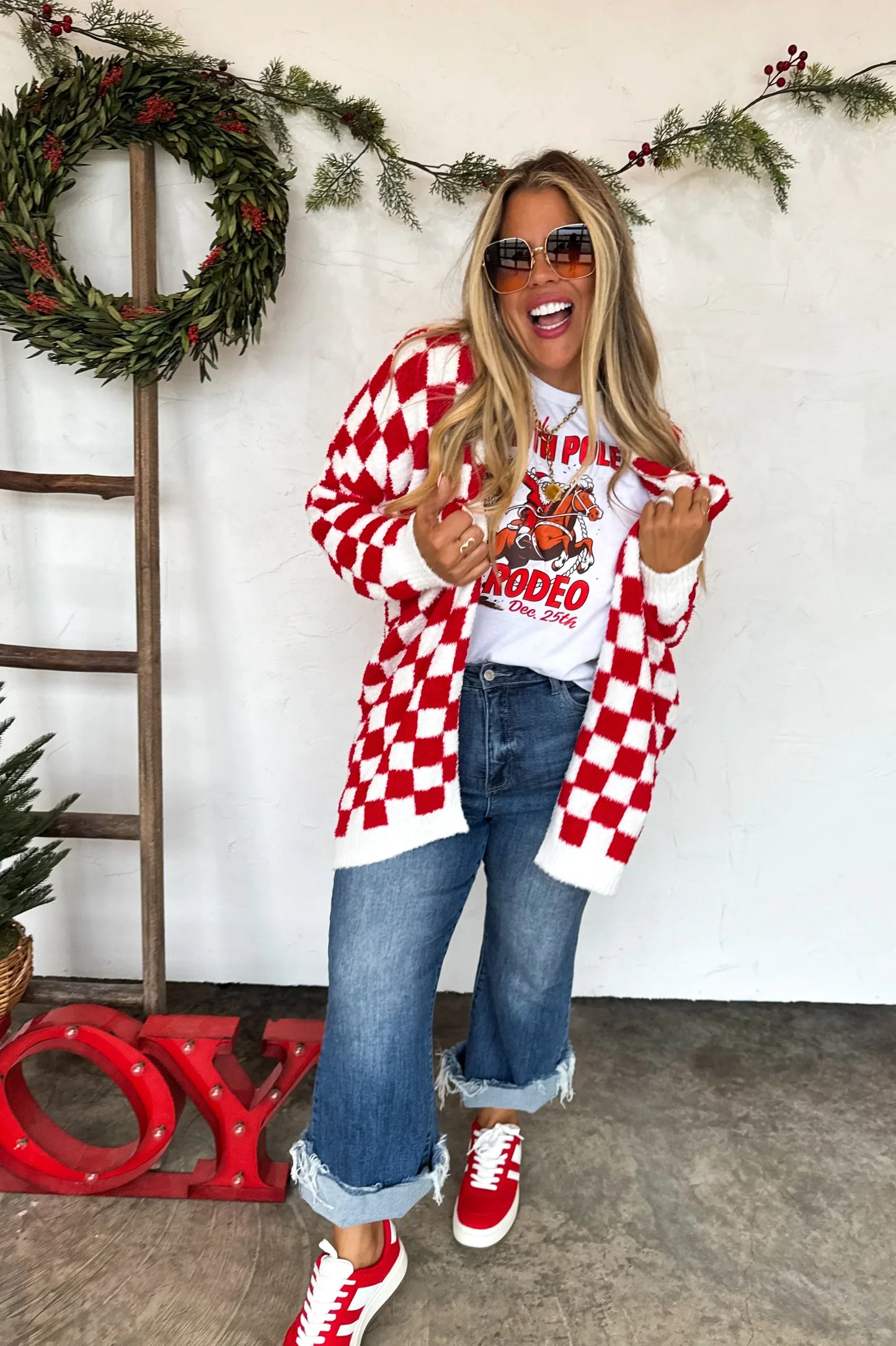 PREORDER: Red Checkered Cardigan, Late October Arrival