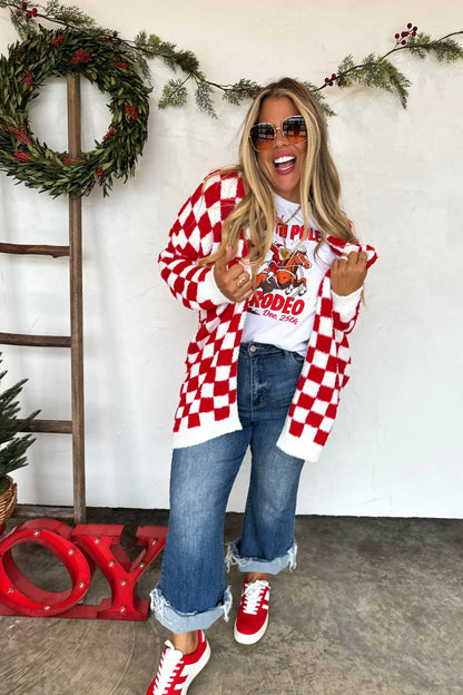 PREORDER: Red Checkered Cardigan, Late October Arrival