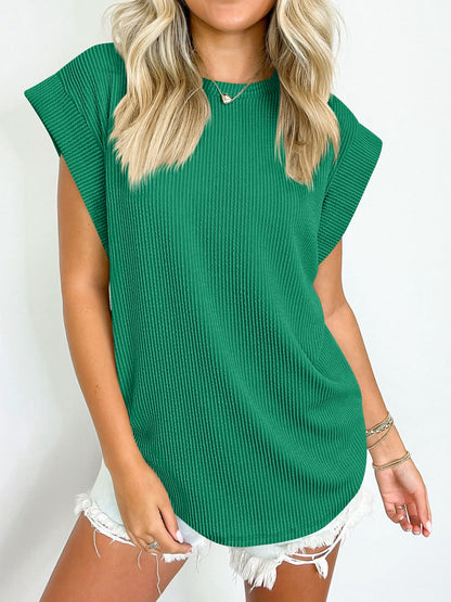 PREORDER: Textured Cap Sleeve Top