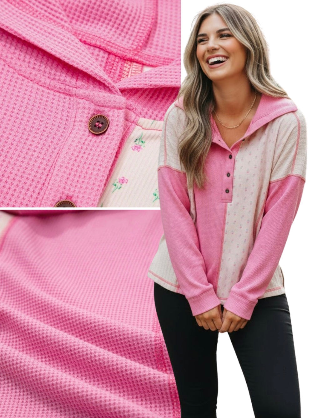 PREORDER: Pink Petals Waffle Hoodie