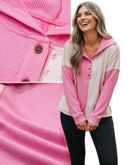 PREORDER: Pink Petals Waffle Hoodie