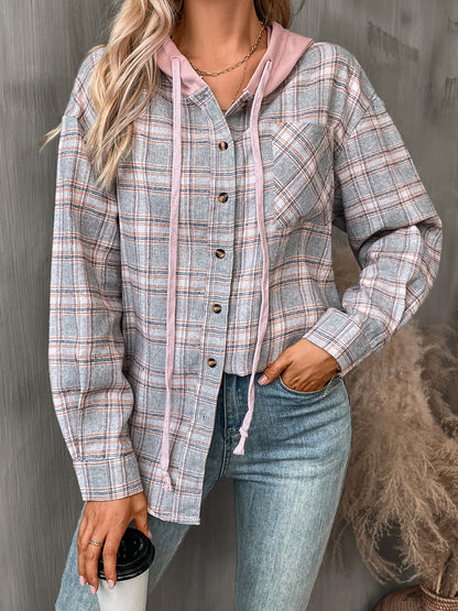 PREORDER: Hooded Plaid Button Up