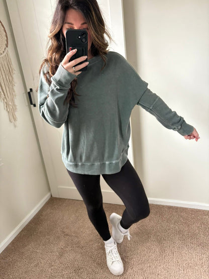 PREORDER: Drop Shoulder Worn Waffle Top