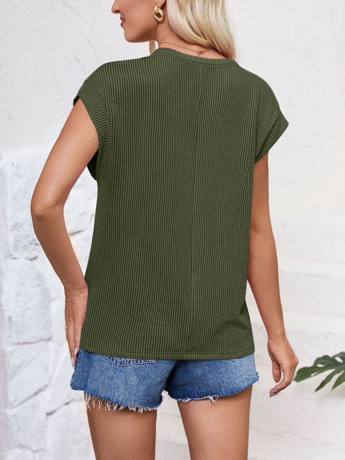 PREORDER: Textured Cap Sleeve Top