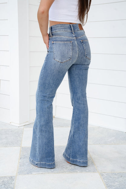 Judy Blue High Waist Flare Denim Jeans, 33.5” Inseam
