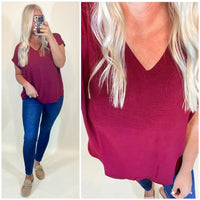 Very Much Needed V-Neck Top in Wine