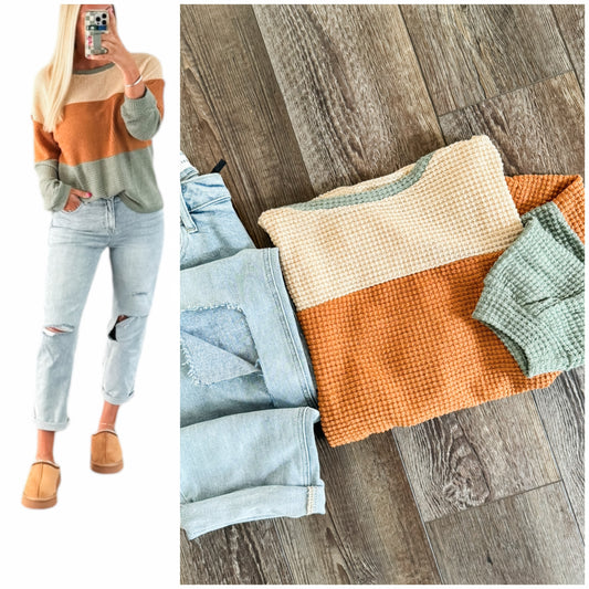 PREORDER: Color Block Waffle Knit