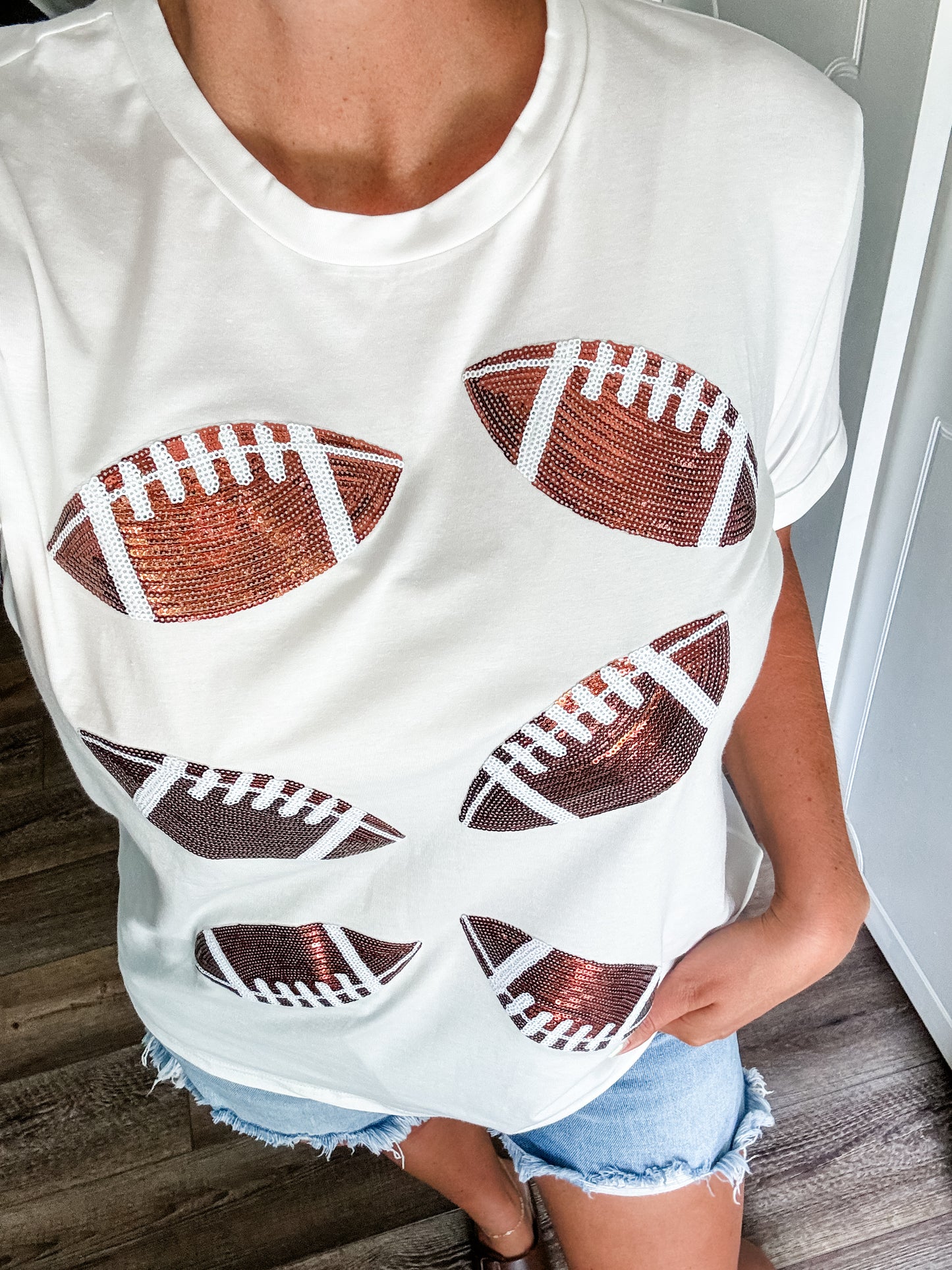 PREORDER: Sequin Football Tee
