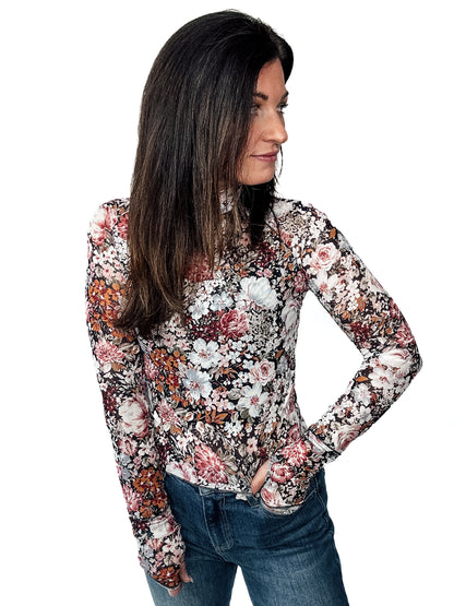 Preorder: Floral Frenzy Mesh Top