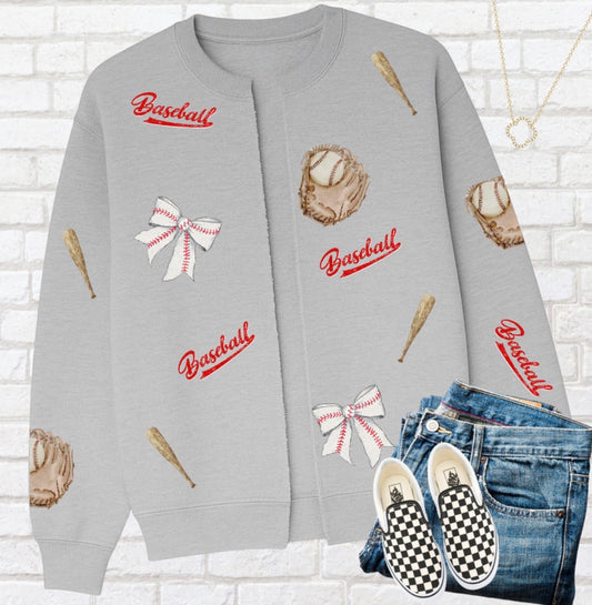 Baseball All Over Sweatshirt Cardigan Preorder