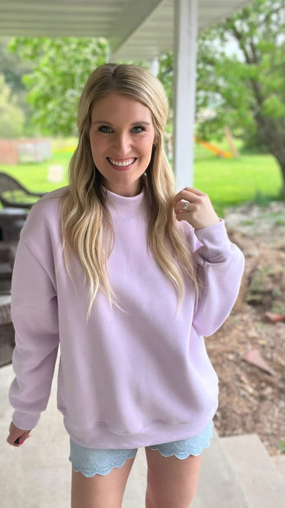Mock Neck Pullover In Lavender