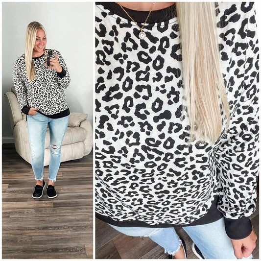 Cozy in Cheetah Pullover Sweatshirt