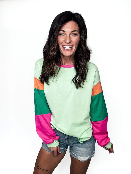 PREORDER: Spring Vibes Color Block Top