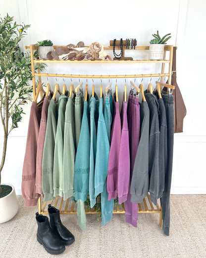 Lace Accent Vintage Wash Pullover - Teal