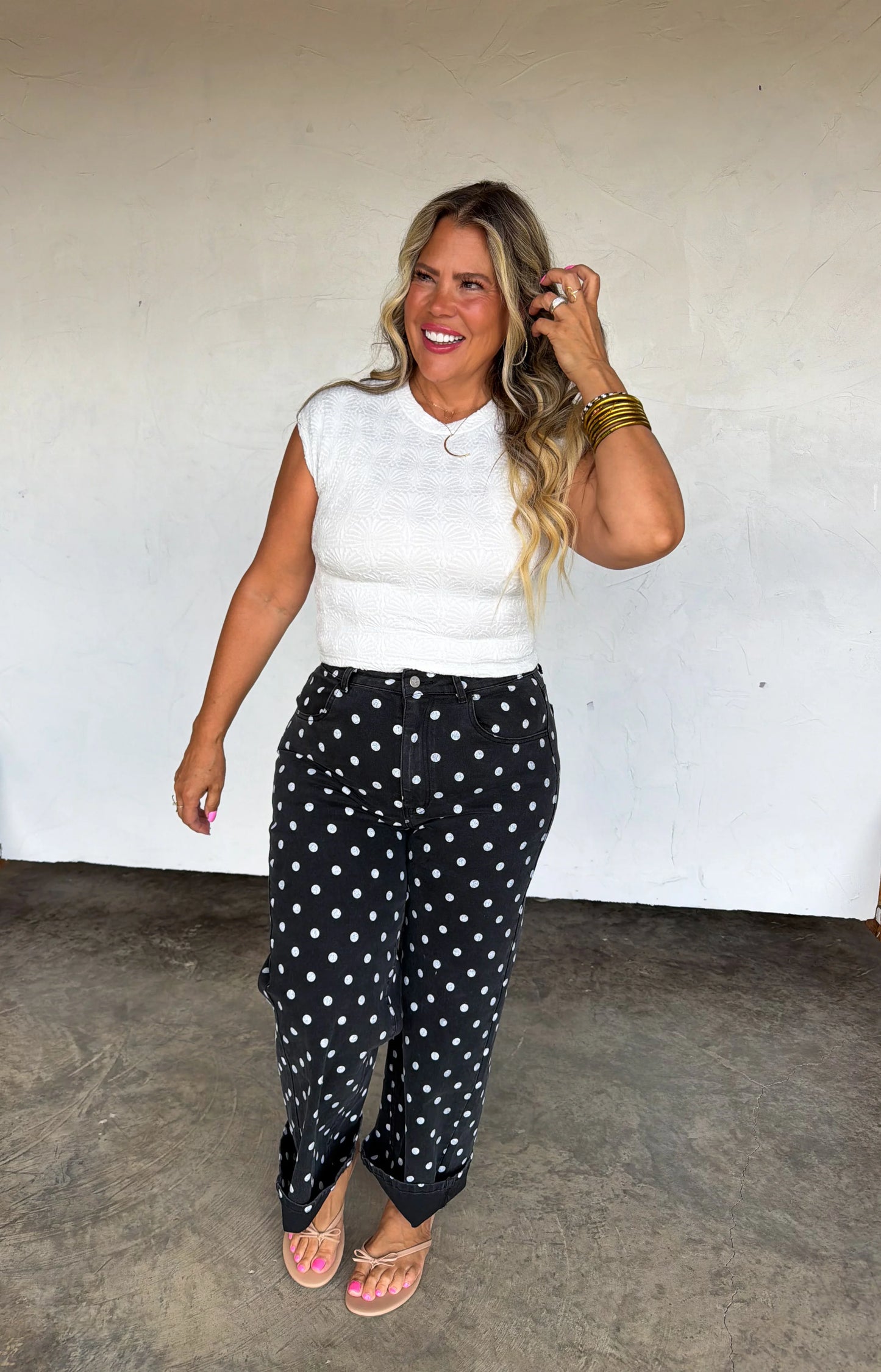 PREORDER: Polka Dot Black Denim, Early September Arrival