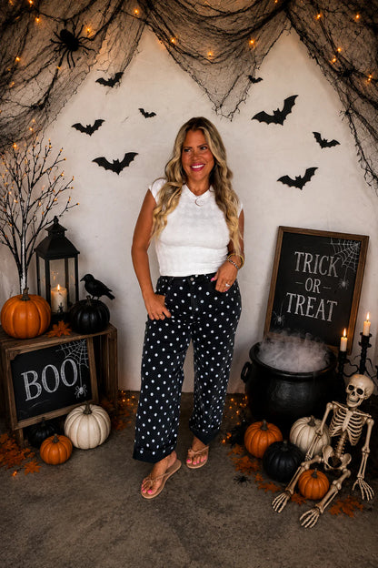 PREORDER: Polka Dot Black Denim, Early September Arrival