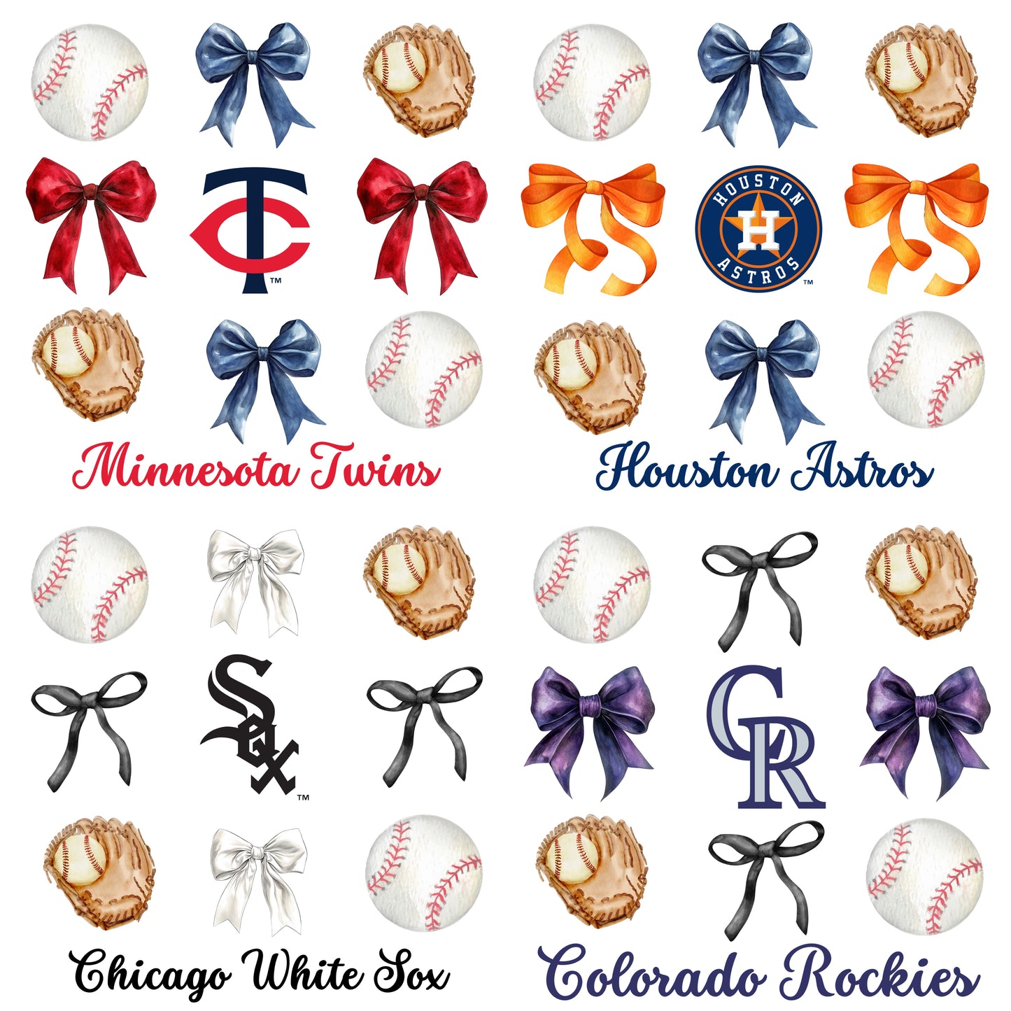 Baseball Team Bow Preorder