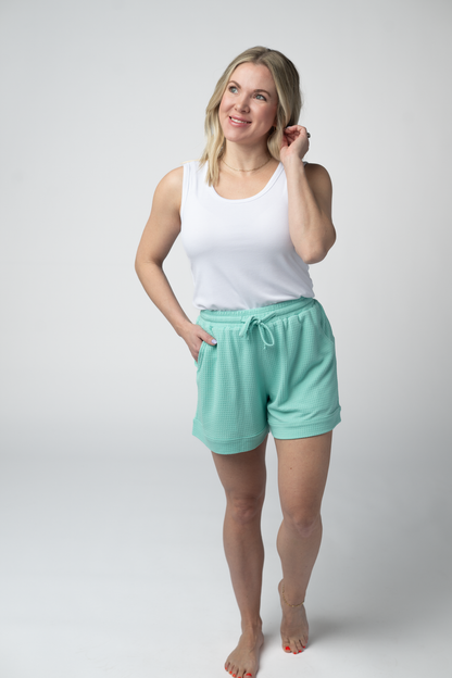 Weslie Waffle Shorts - Turquoise