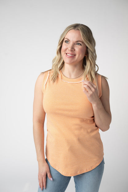 Micro Striped Tank - Orange
