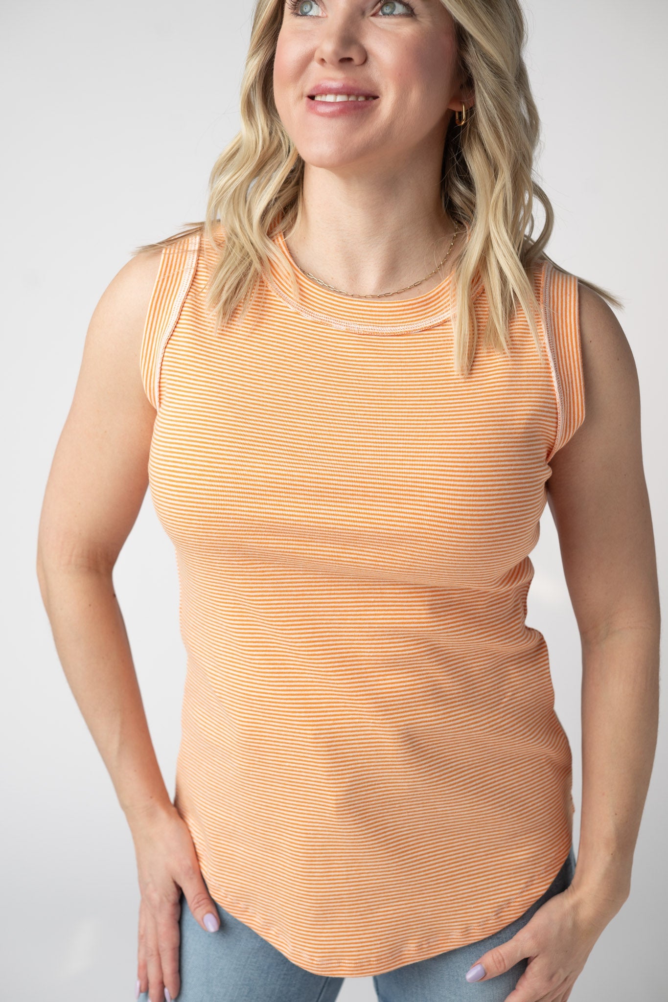 Micro Striped Tank - Orange