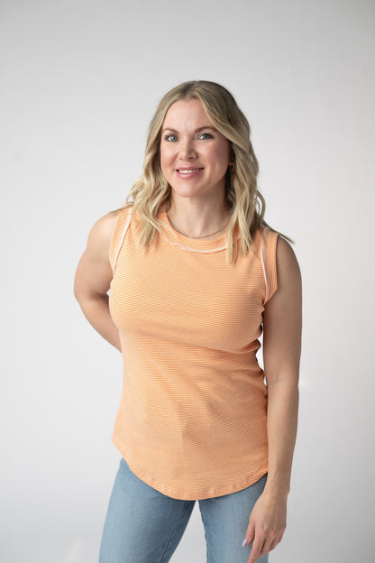 Micro Striped Tank - Orange