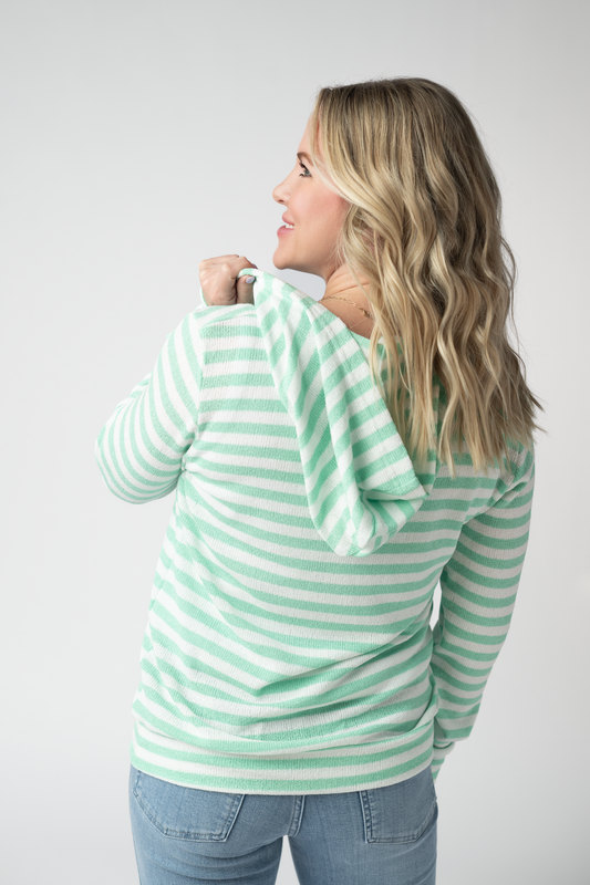 Amelia Striped Hoodie - Green