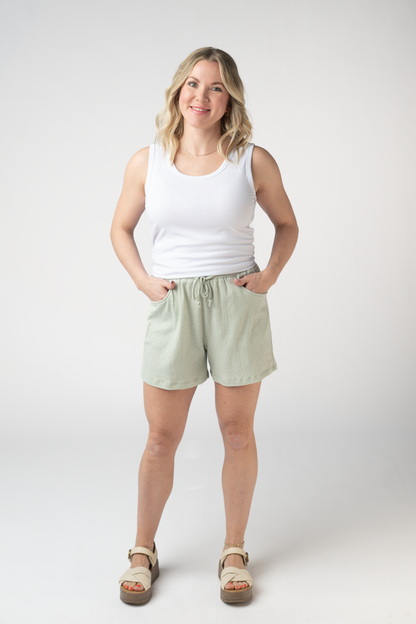 Candice Crinkle Shorts - Light Green