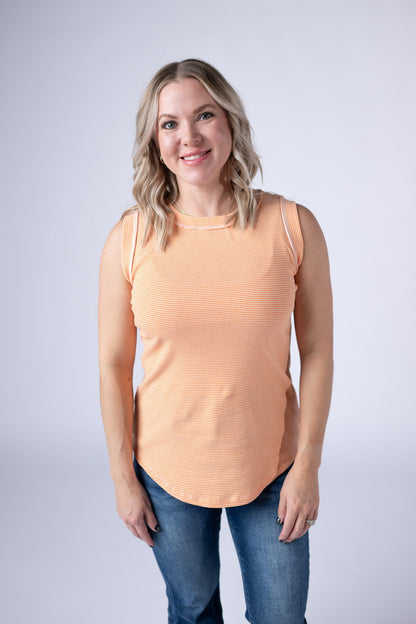 Micro Striped Tank - Orange