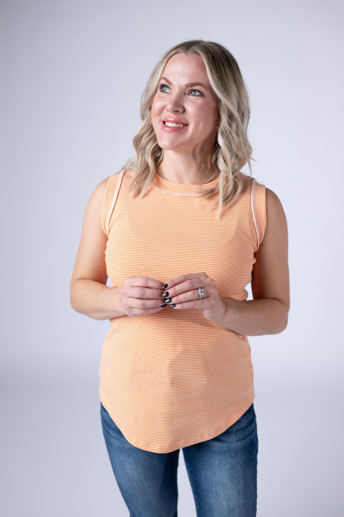 Micro Striped Tank - Orange