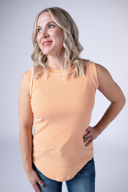 Micro Striped Tank - Orange