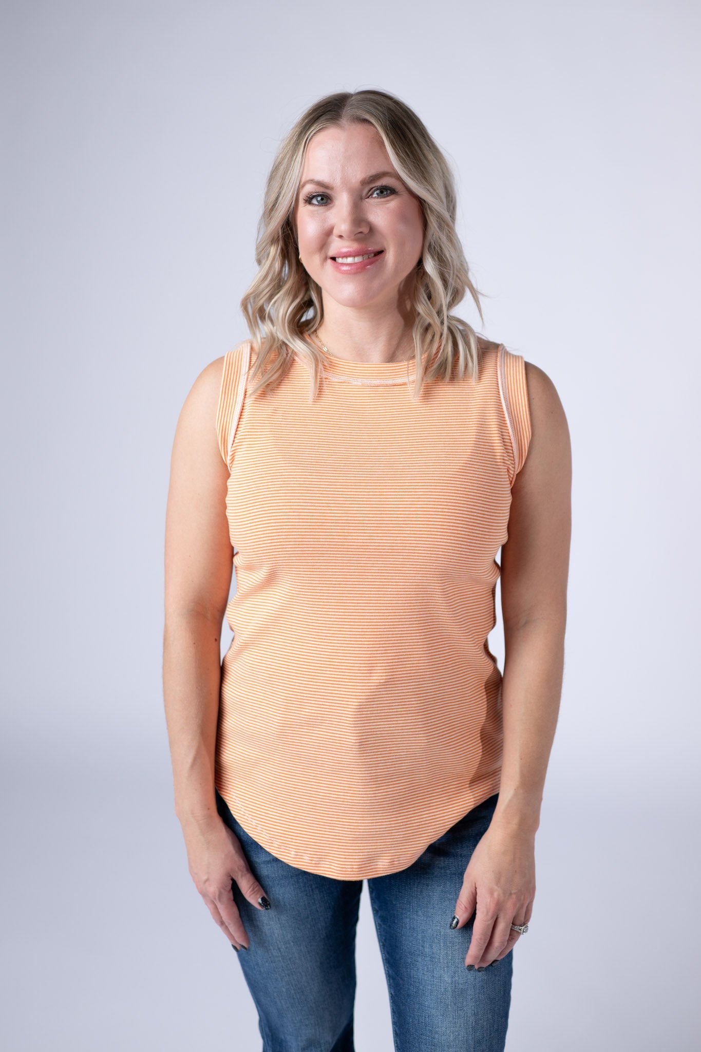 Micro Striped Tank - Orange