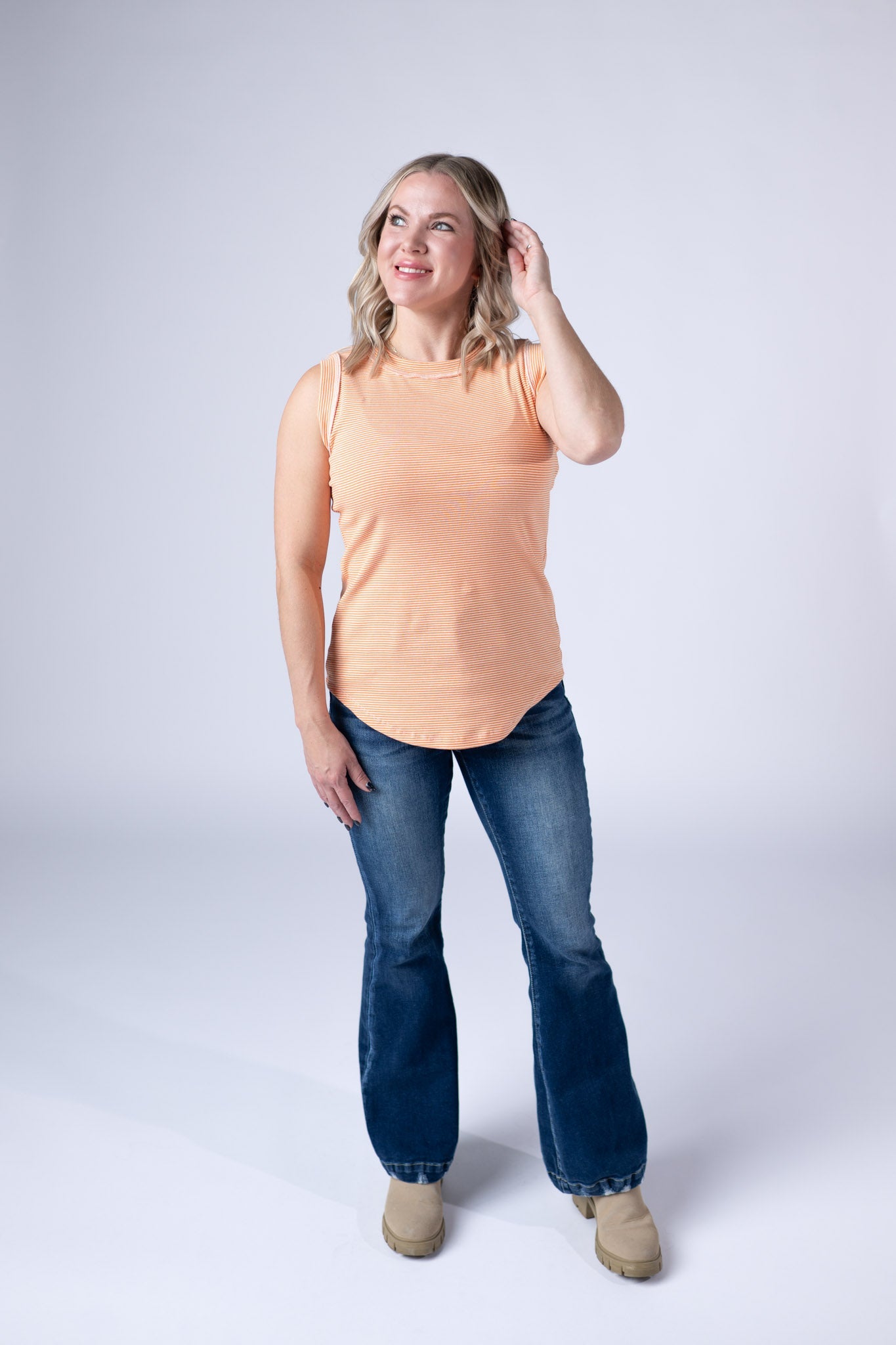 Micro Striped Tank - Orange