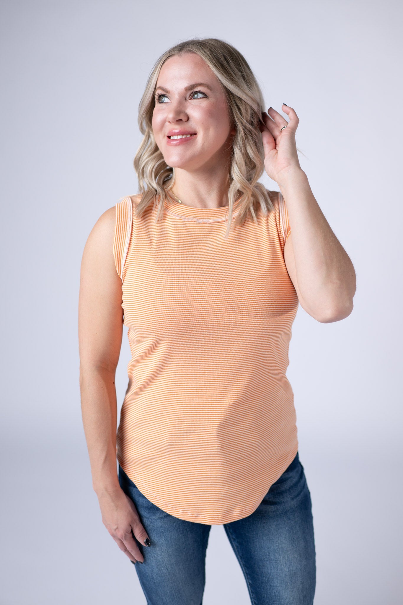 Micro Striped Tank - Orange