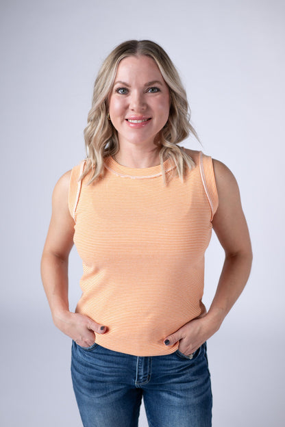 Micro Striped Tank - Orange