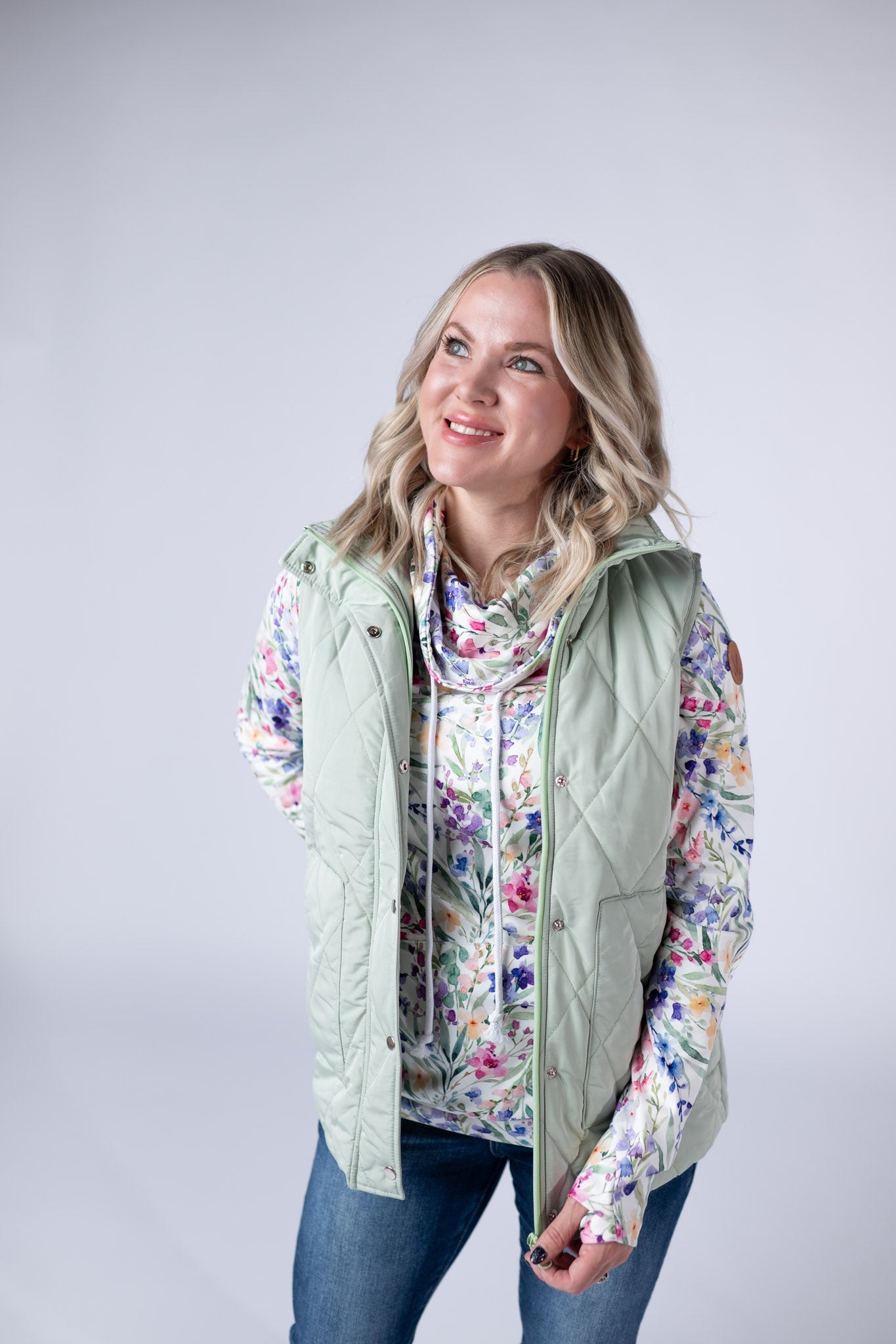 Remy Zip Up Vest - Sage