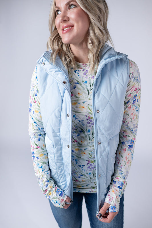Remy Zip Up Vest - Sky Blue