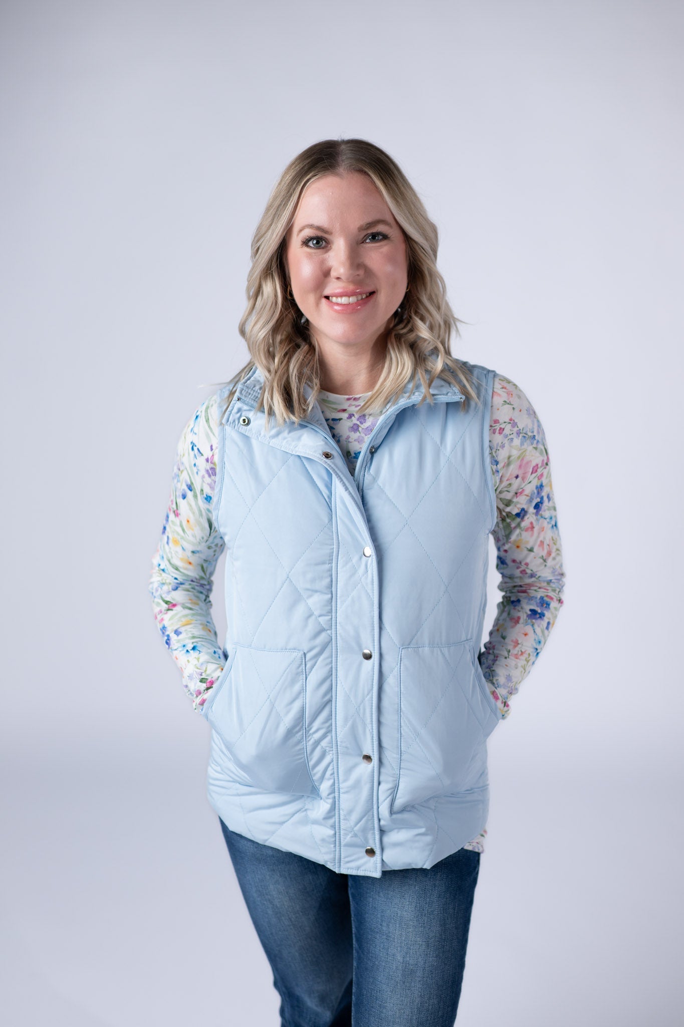 Remy Zip Up Vest - Sky Blue