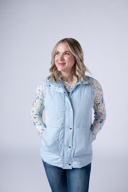 Remy Zip Up Vest - Sky Blue