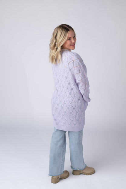 Open Knit Cardigan - Lavender