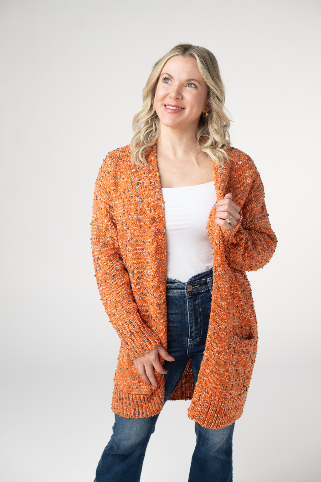Carly Confetti Dot Cardigan - Pumpkin